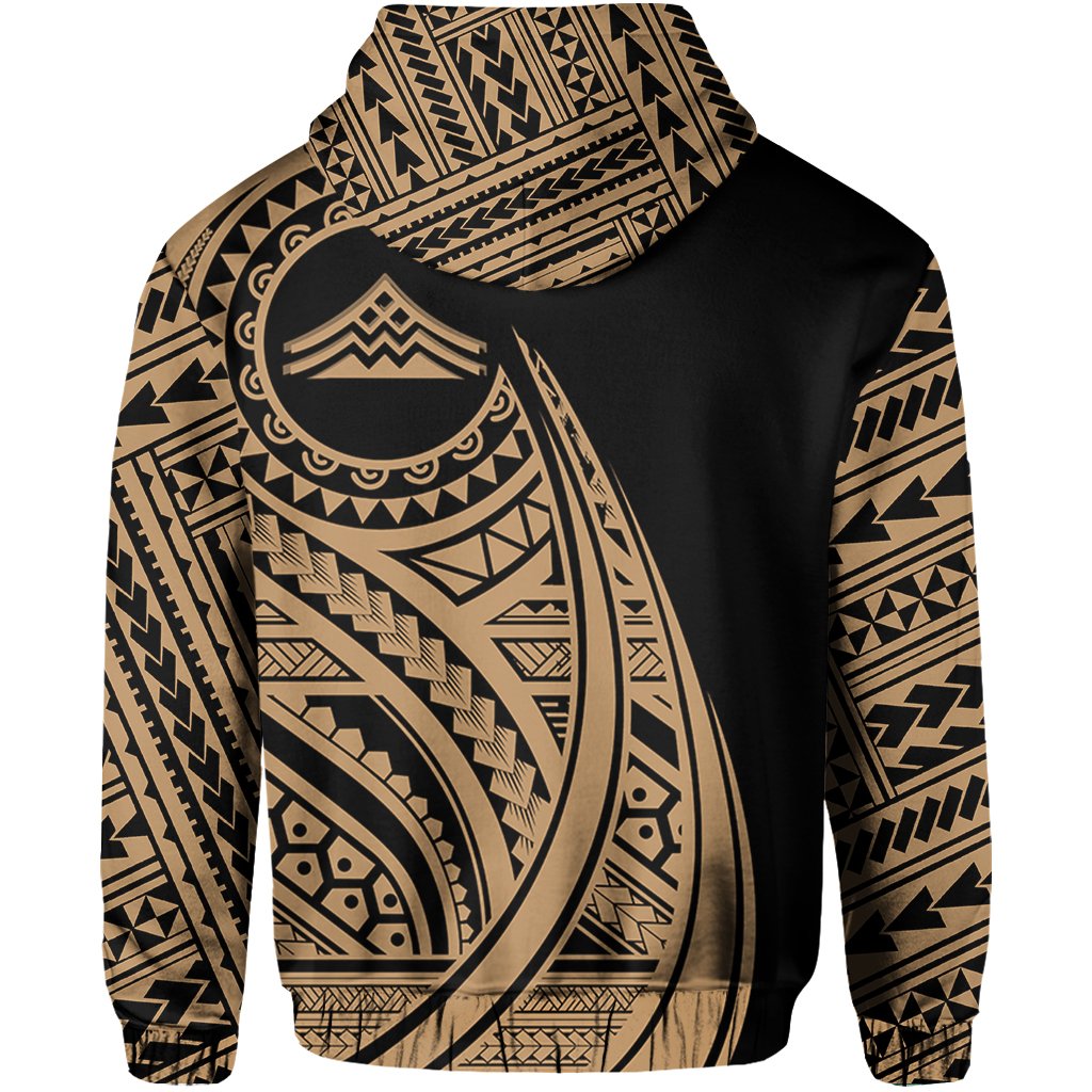 Hawaii Mauna Kea Polynesian Zip up Hoodie Tatoo Style Gold - Polynesian Pride