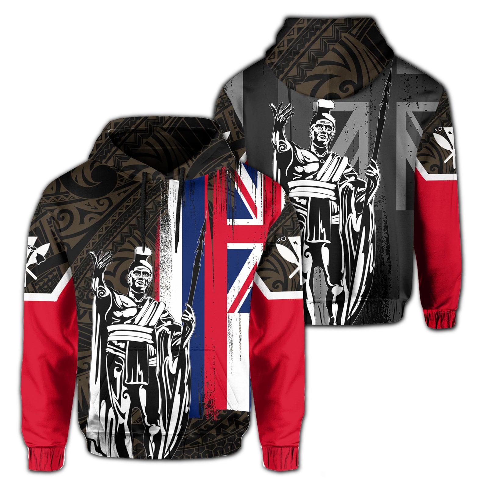 Hawaii King Flag Polynesian Hoodie Gold Unisex Gold - Polynesian Pride