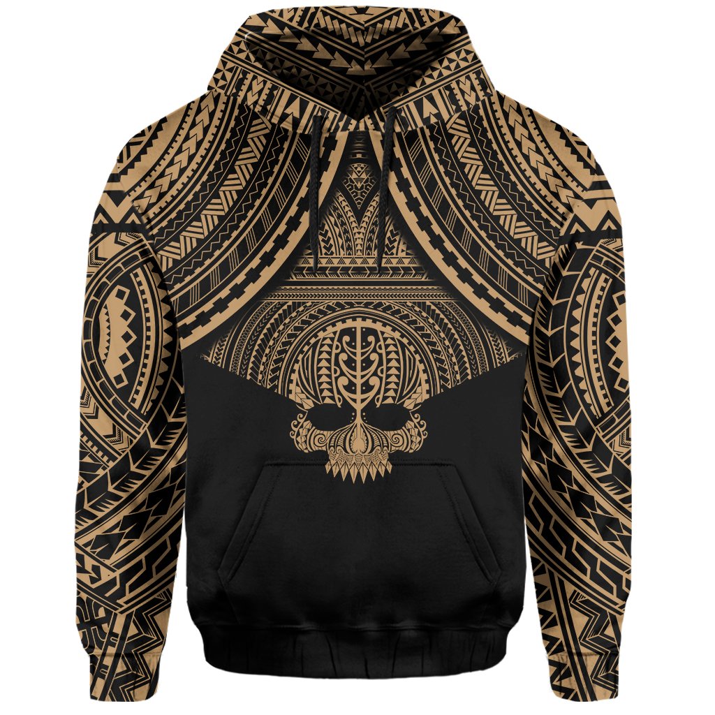 Polynesian Skull Hawaii Hoodie Gold Circle Style - Polynesian Pride