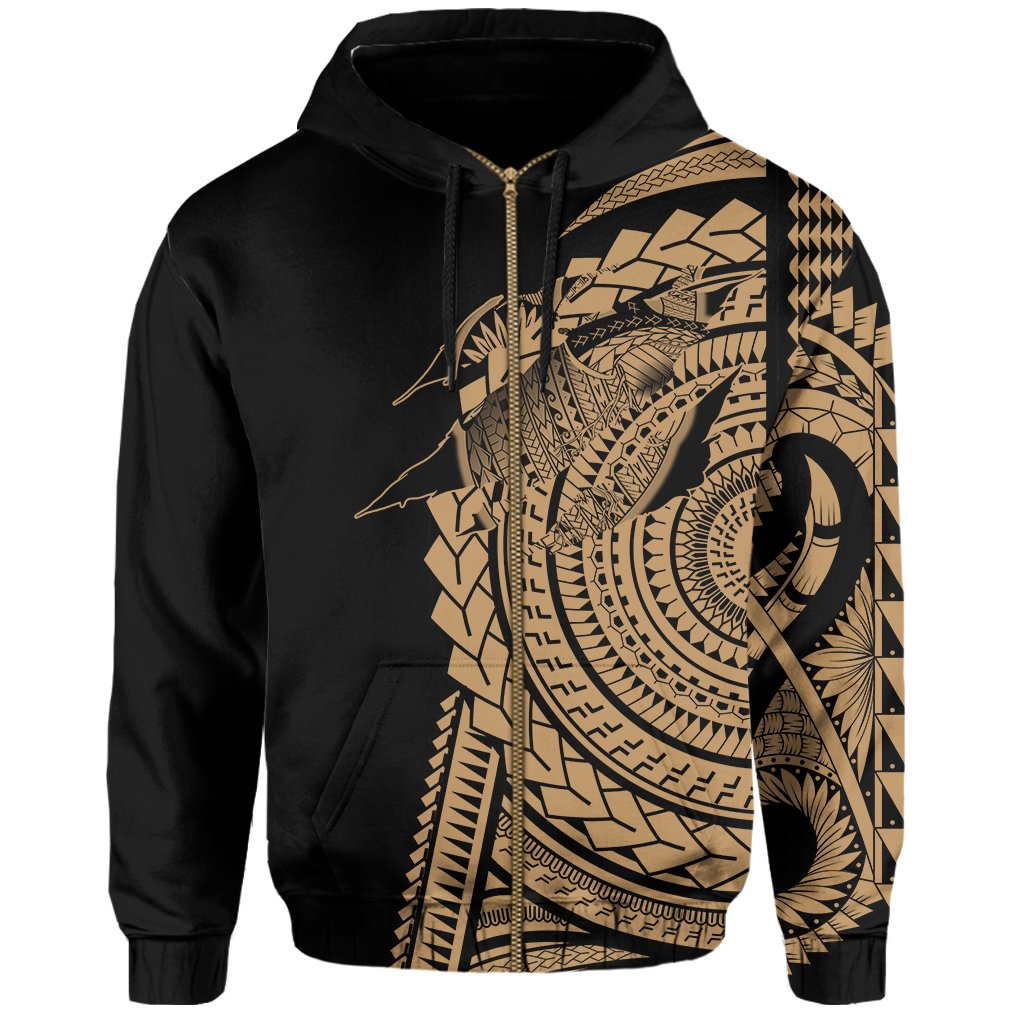 Hawaii Polynesian Zip Hoodie In My Heart Ryan Style Gold - Polynesian Pride