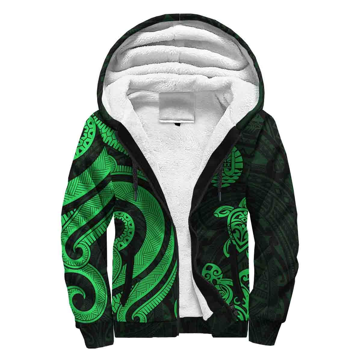 Tahiti Sherpa Hoodie - Green Tentacle Turtle Green - Polynesian Pride