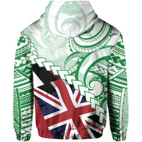 Polynesian Kakau Flag of Hawaii Zip Hoodie Green - Polynesian Pride