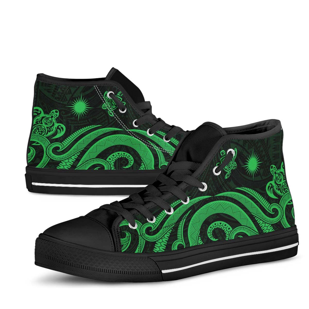Marshall Islands High Top Shoes - Green Tentacle Turtle - Polynesian Pride
