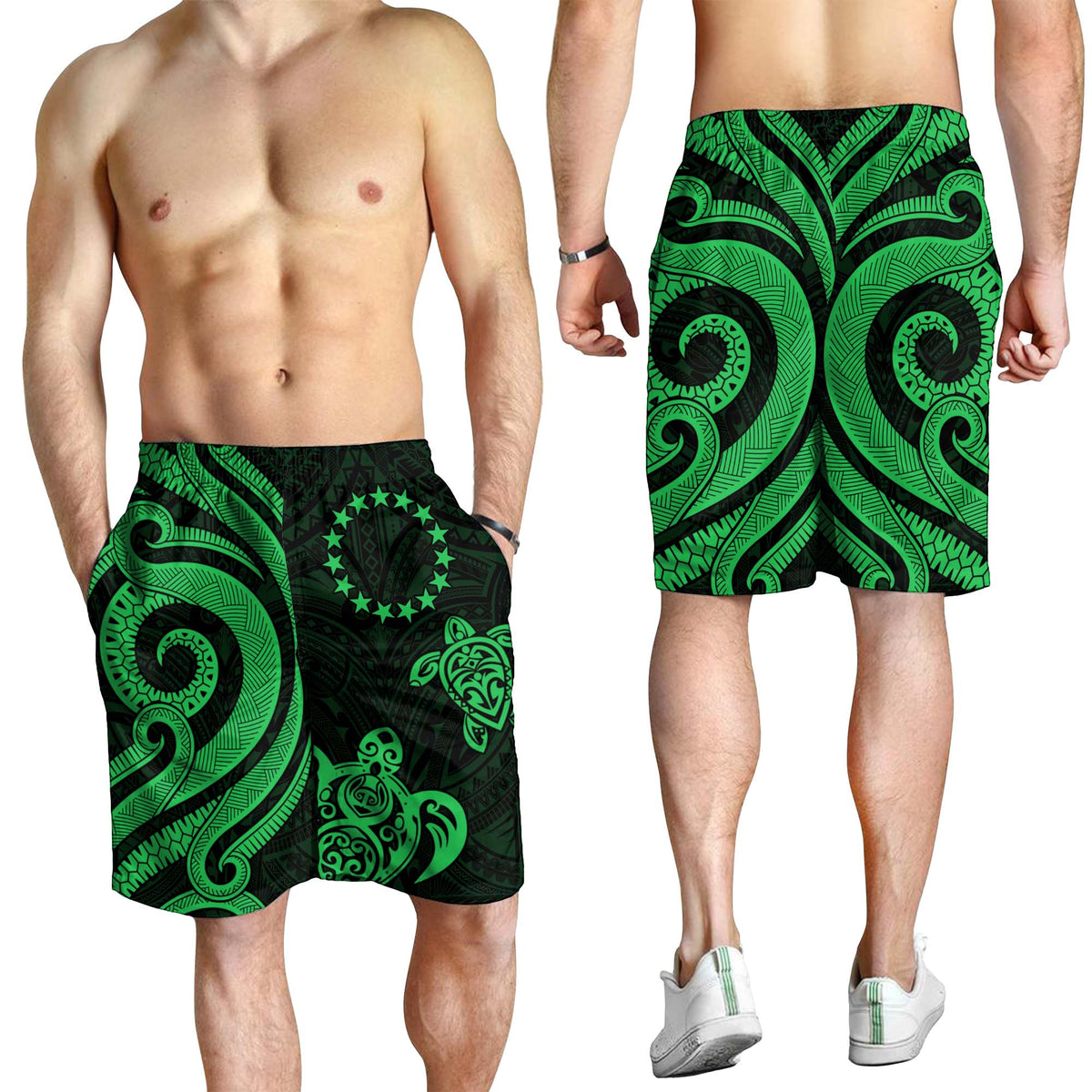Cook Islands Men's Short - Green Tentacle Turtle - Polynesian Pride