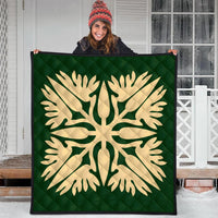 Hawaiian Royal Pattern Premium Quilt - Green - A3 Style - AH - Polynesian Pride