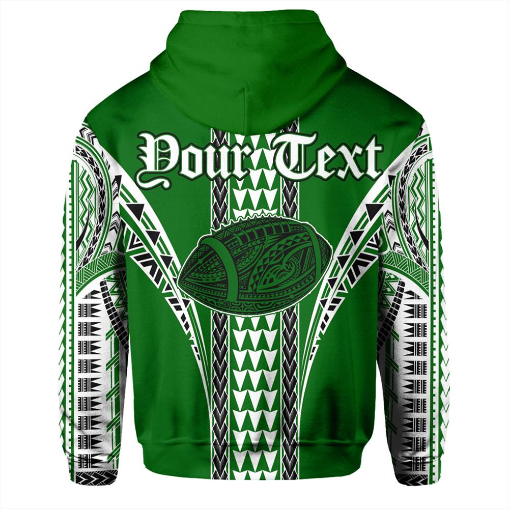 Custom Hawaii Hoodie Green Football Pullover Hoodie - Polynesian Pride