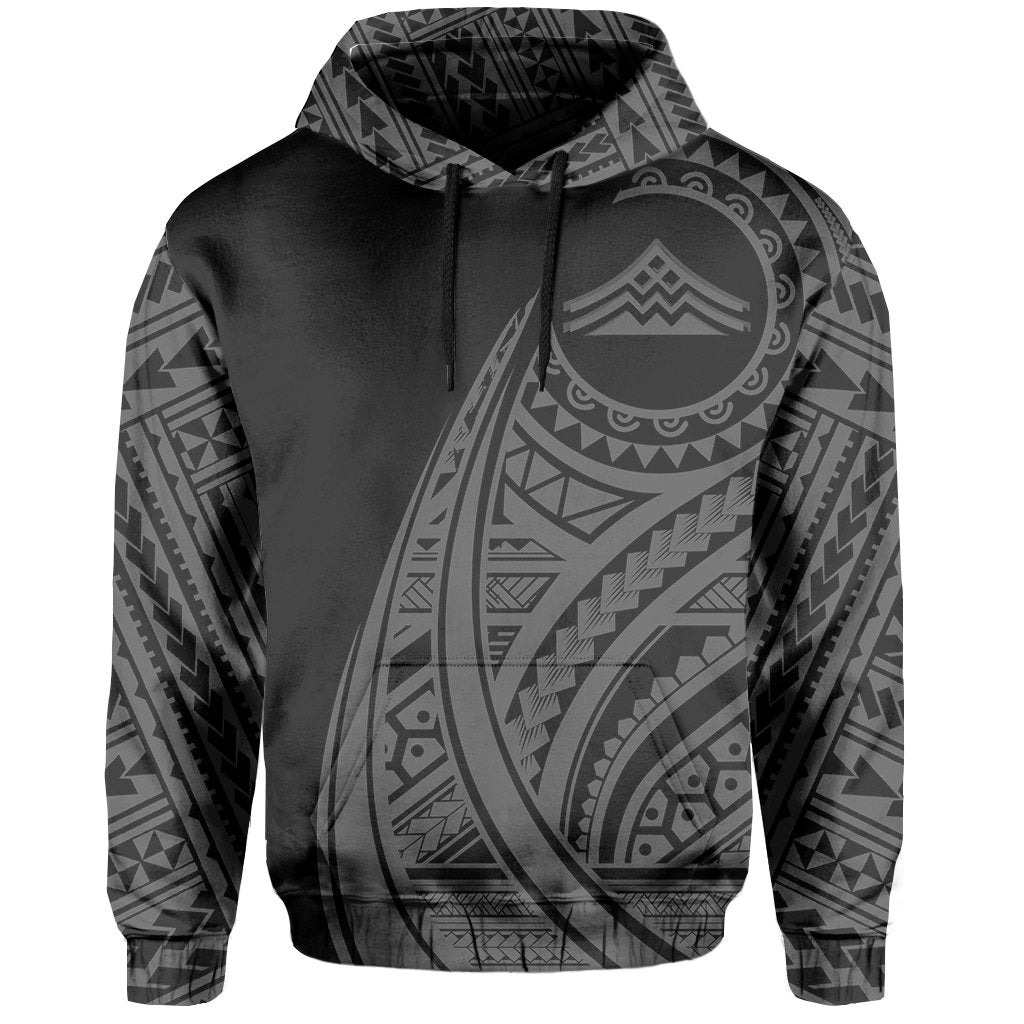 Hawaii Mauna Kea Polynesian Hoodie Tatoo Style Grey - Polynesian Pride