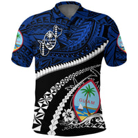 Guam Polo Shirt Polynesian Shark Tattoo Blue - Polynesian Pride