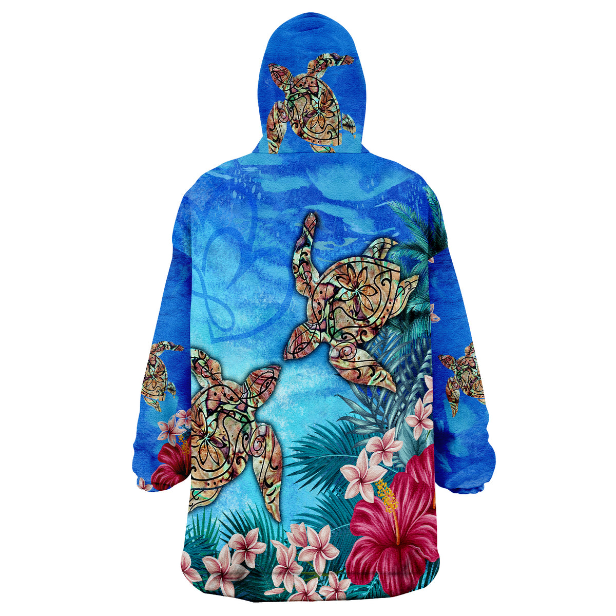Guam Turtle Hibiscus Ocean Of Love Wearable Blanket Hoodie LT9 - Polynesian Pride
