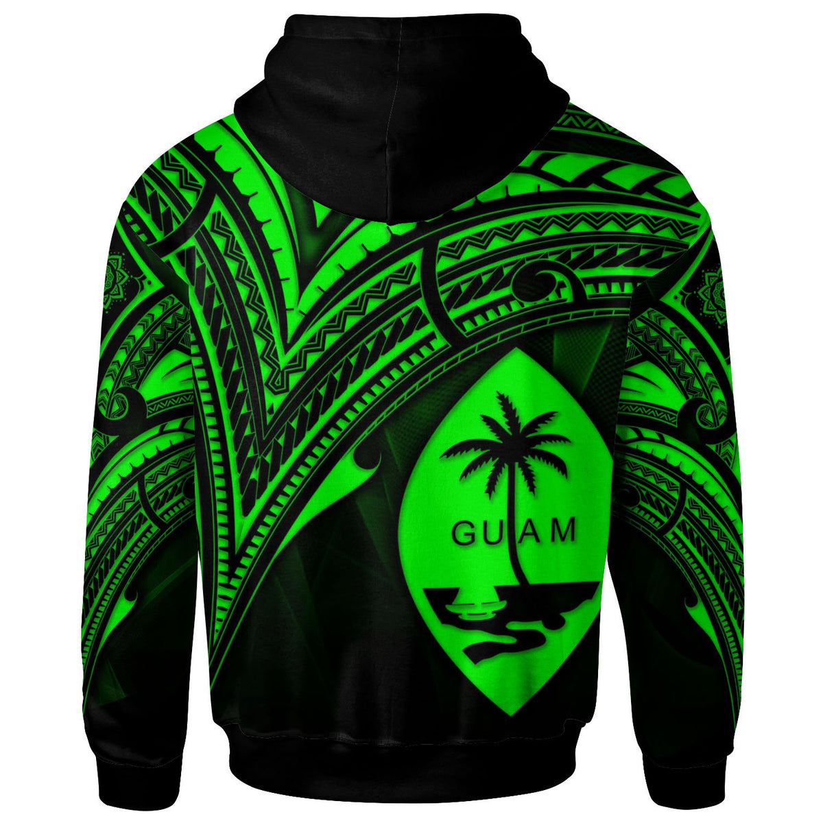 Guam Zip Hoodie Green Color Cross Style - Polynesian Pride