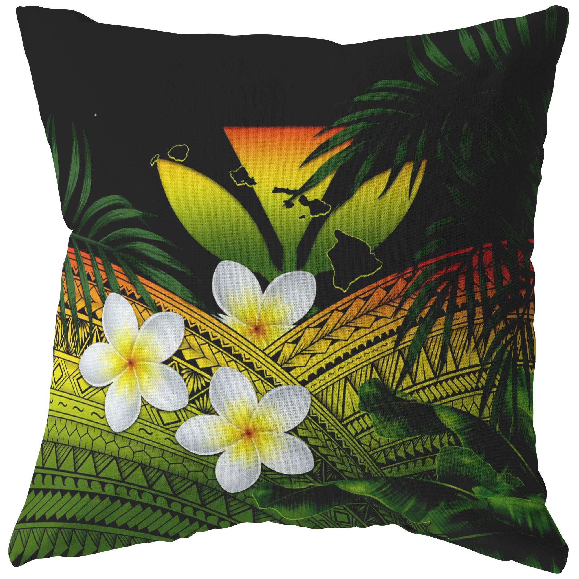 Kanaka Maoli (Hawaiian) Pillow Cases, Polynesian Plumeria Banana Leaves Reggae One Size Art - Polynesian Pride