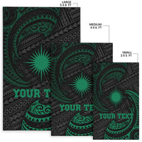 Marshall Islands Polynesian Custom Personalised Area Rug - Green Tribal Wave - Polynesian Pride