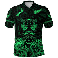 Maori Aotearoa Rugby Haka Polo Shirt New Zealand Silver Fern Green Unisex Green - Polynesian Pride
