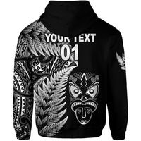 Custom New Zealand Haka Rugby Maori Zip Hoodie Silver Fern Vibes Black LT8 - Polynesian Pride