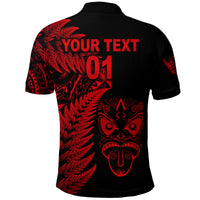 Custom New Zealand Haka Rugby Maori Polo Shirt Silver Fern Vibes Red LT8 - Polynesian Pride