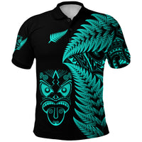 Custom New Zealand Haka Rugby Maori Polo Shirt Silver Fern Vibes Turquoise LT8 - Polynesian Pride