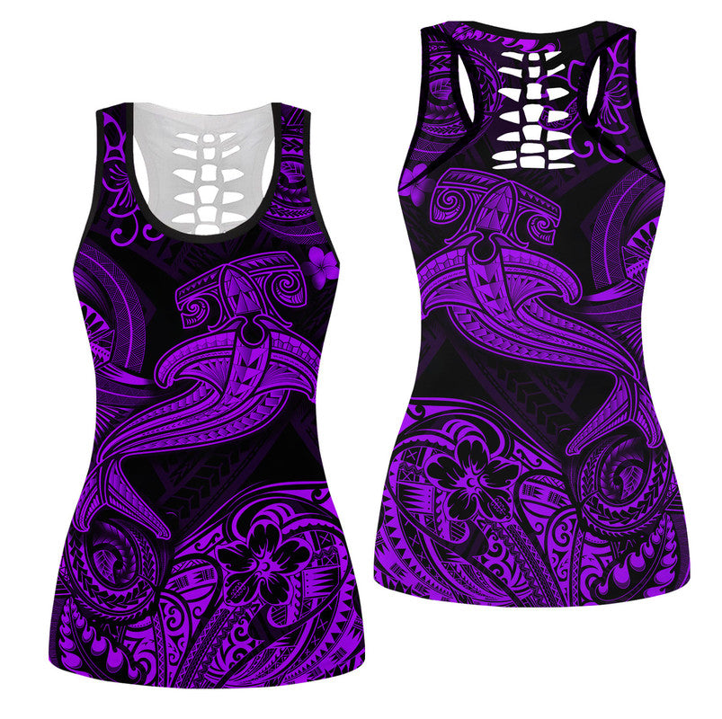 Hawaii Hammer Shark Polynesian Hollow Tank Top Unique Style - Purple LT8 Female Purple - Polynesian Pride