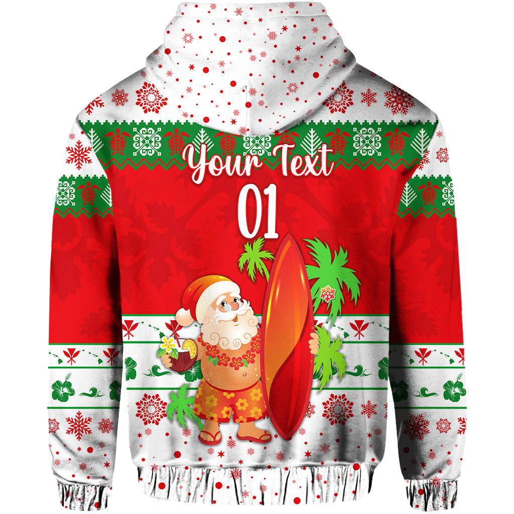 Custom Hawaii Christmas Hoodie Santa Claus Surfing Simple Style White LT8 - Polynesian Pride