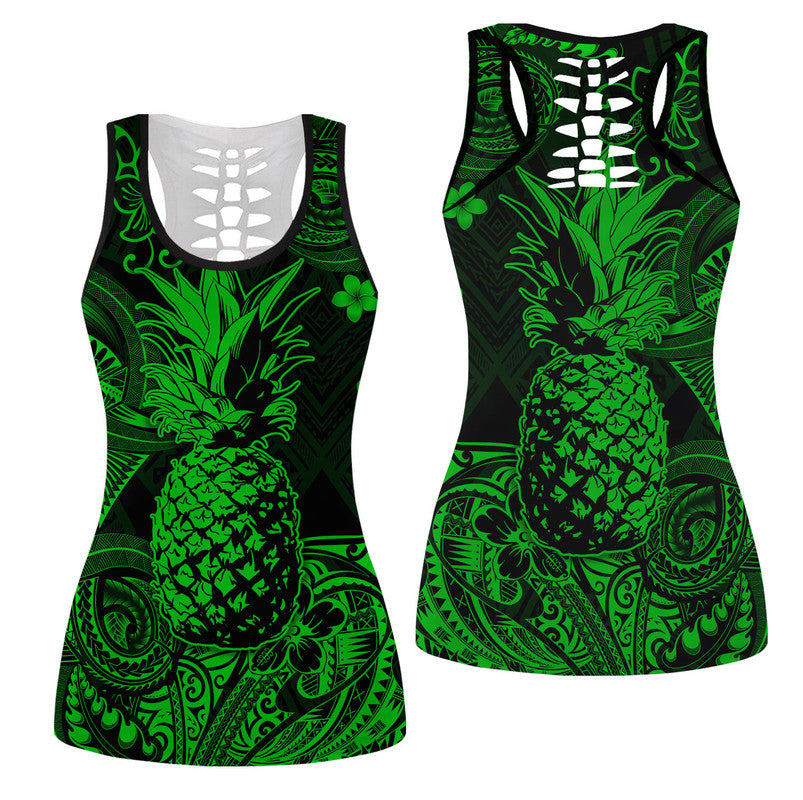 Hawaii Pineapple Polynesian Hollow Tank Top Unique Style - Green LT8 Female Green - Polynesian Pride