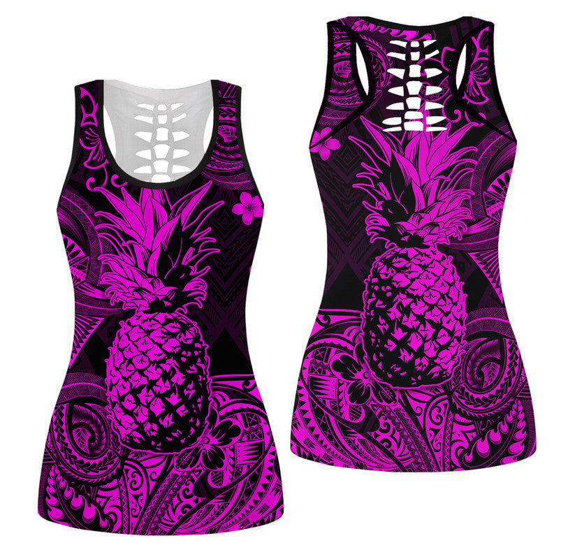 Hawaii Pineapple Polynesian Hollow Tank Top Unique Style - Pink LT8 Female Pink - Polynesian Pride