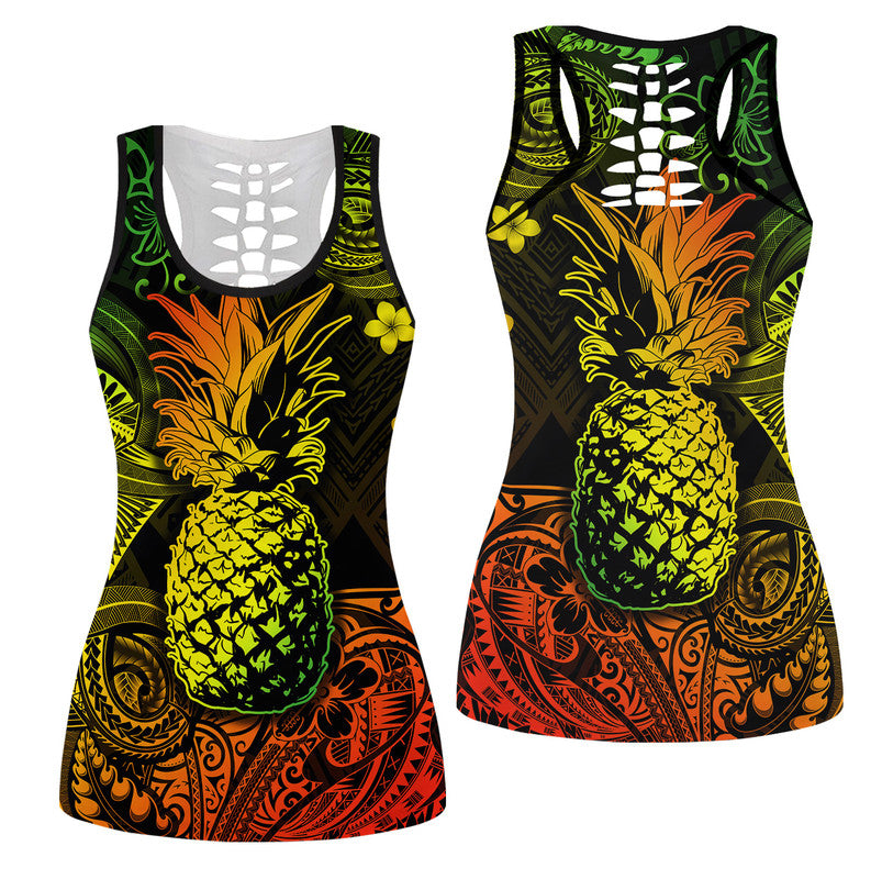 Hawaii Pineapple Polynesian Hollow Tank Top Unique Style - Reggae LT8 Female Reggae - Polynesian Pride