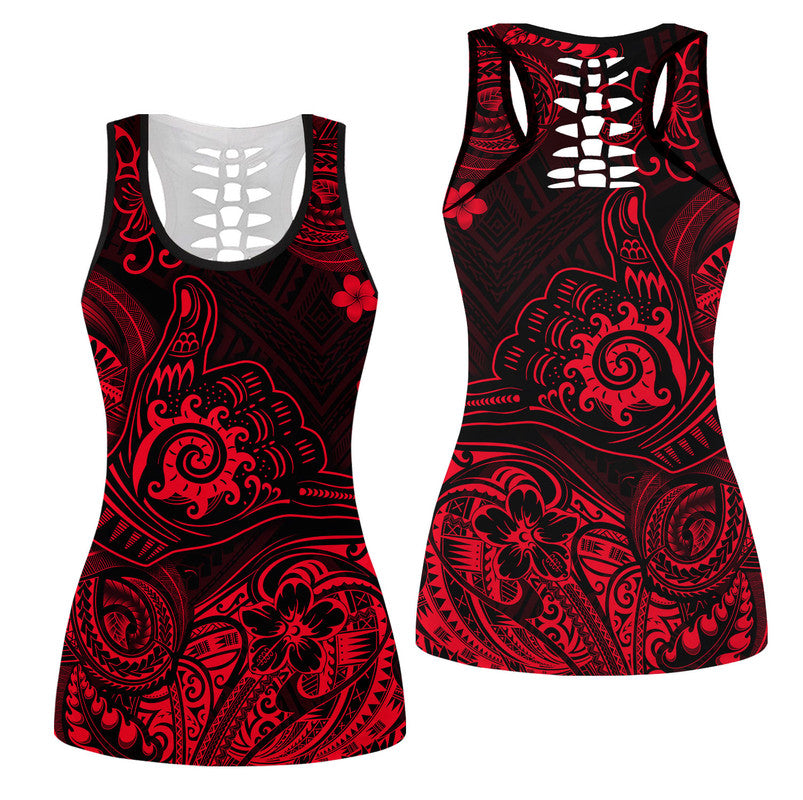 Hawaii Shaka Polynesian Hollow Tank Top Unique Style - Red LT8 Female Red - Polynesian Pride