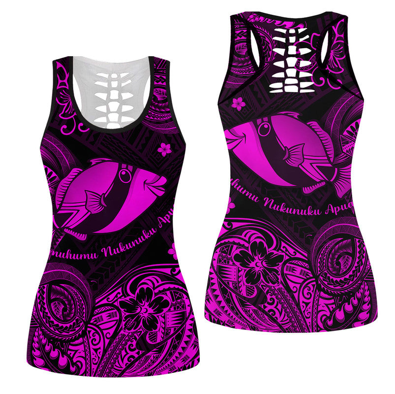 Hawaii State Fish: Humuhumu Nukunuku Apua'a Polynesian Hollow Tank Top Unique Style - Pink LT8 Female Pink - Polynesian Pride