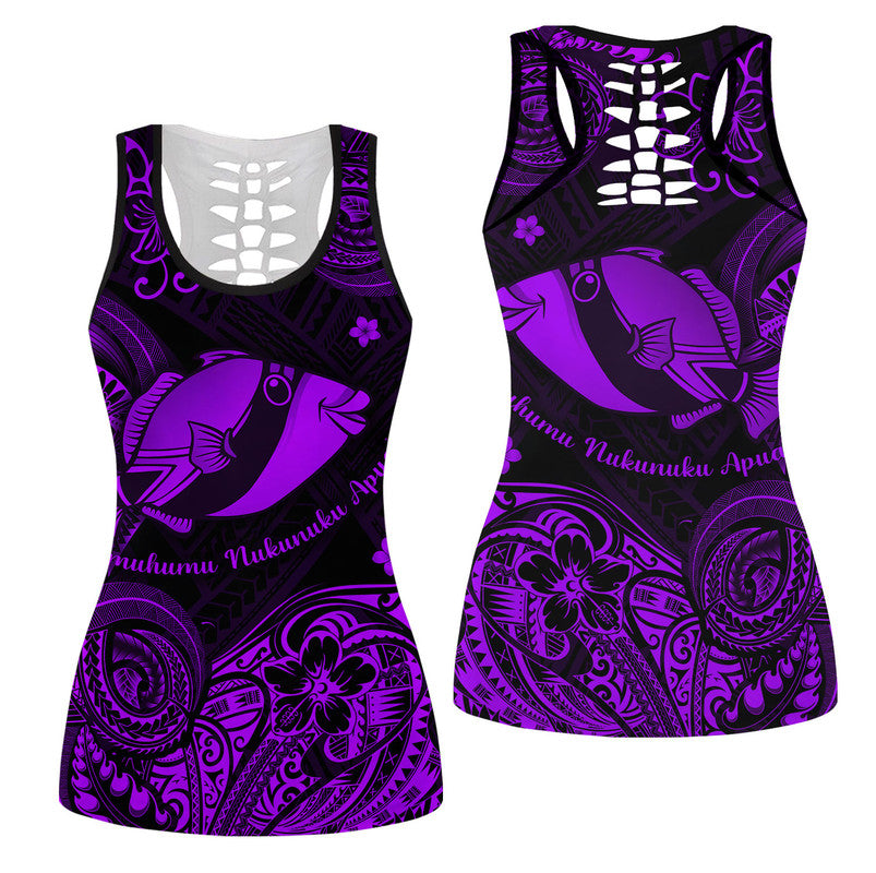 Hawaii State Fish: Humuhumu Nukunuku Apua'a Polynesian Hollow Tank Top Unique Style - Purple LT8 Female Purple - Polynesian Pride