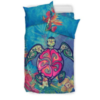 Hawaii Duvet Cover Set - Hawaiian Turtle Hibiscus - Polynesian Pride