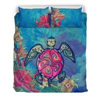 Hawaii Duvet Cover Set - Hawaiian Turtle Hibiscus - Polynesian Pride
