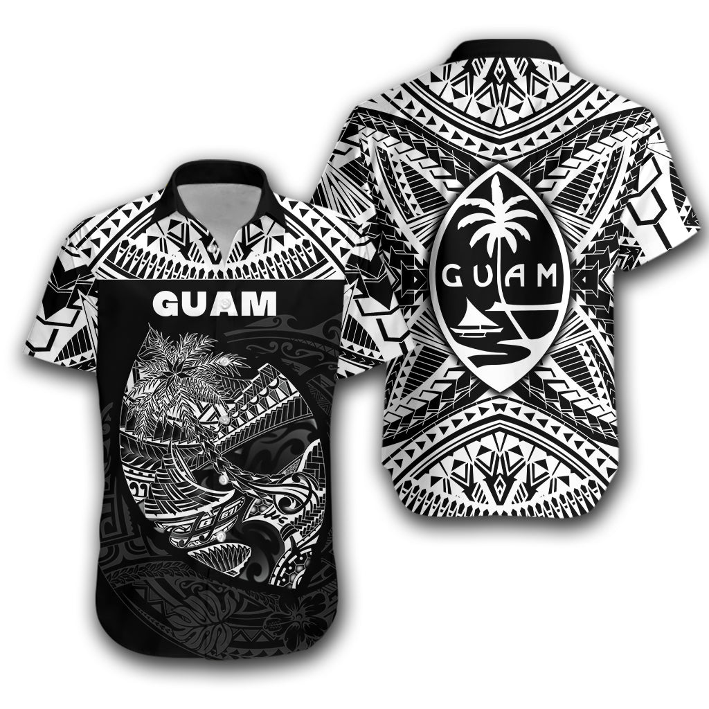 Guam Rugby Hawaiian Shirt Polynesian Patterns - Black LT16 Unisex Black - Polynesian Pride
