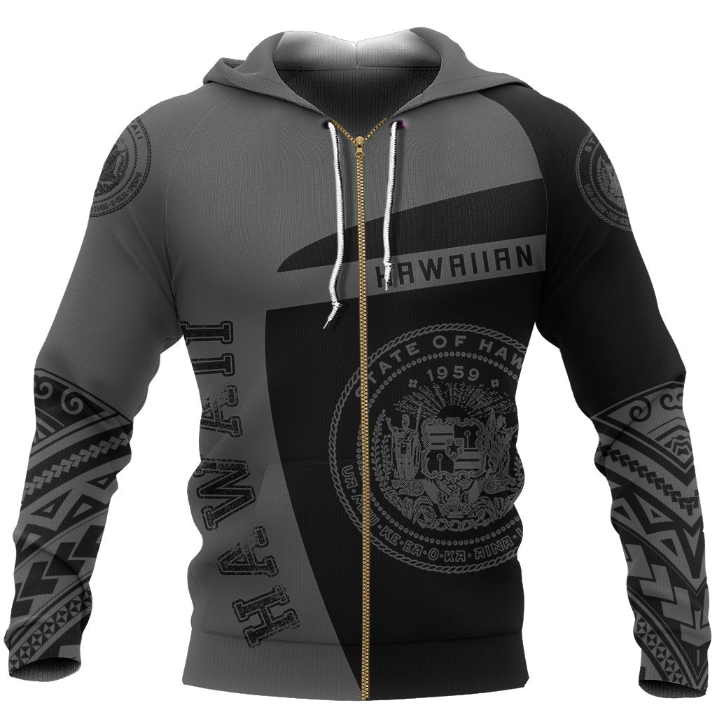 Hawaii Polynesian Sport Zip up Hoodie Premium Sport AH Unisex White - Polynesian Pride