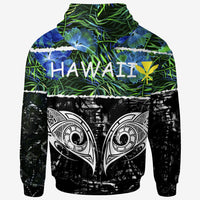 Hawaii Zip up Hoodie Tropical Flower Neon and Black Color - Polynesian Pride