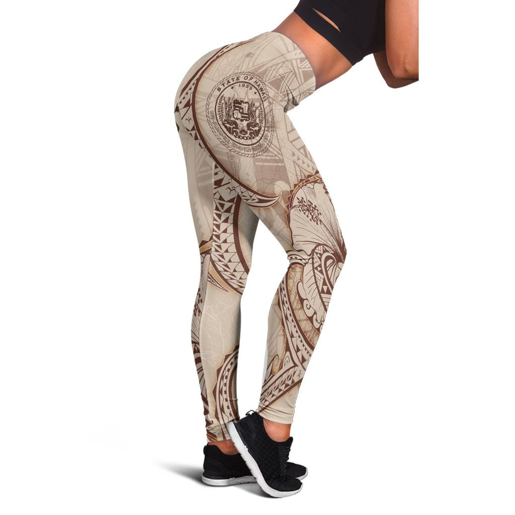 Hawaii Leggings - Hibiscus Flowers Vintage Style - Polynesian Pride