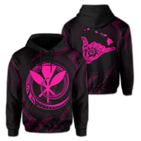 Polynesian Kanaka Shaka Map of Hawaii Hoodie Pink Unisex Pink - Polynesian Pride