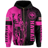 Hawaii King Polynesian Hoodie (Zip up) Lawla Style Pink - Polynesian Pride