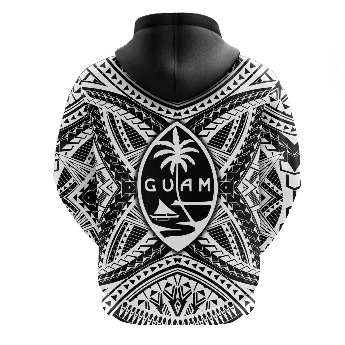 Guam Rugby Hoodie Polynesian Patterns Black LT16 - Polynesian Pride