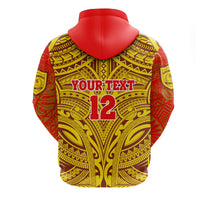 Custom Samoa College Zip Hoodie Polynesian Royal Style Version 2 - Polynesian Pride