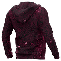 New Zealand Zip up Hoodie, Maori Gods Zipper Hoodie, Tumatauenga (God of War) Pink - Polynesian Pride