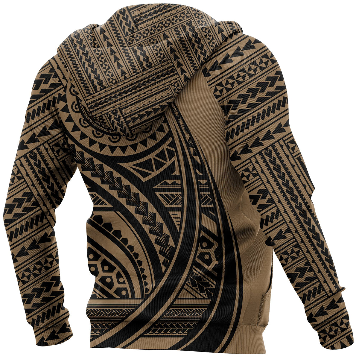 Hawaii Coat of Arms Polynesian Hoodie Tatoo Style Gold - Polynesian Pride