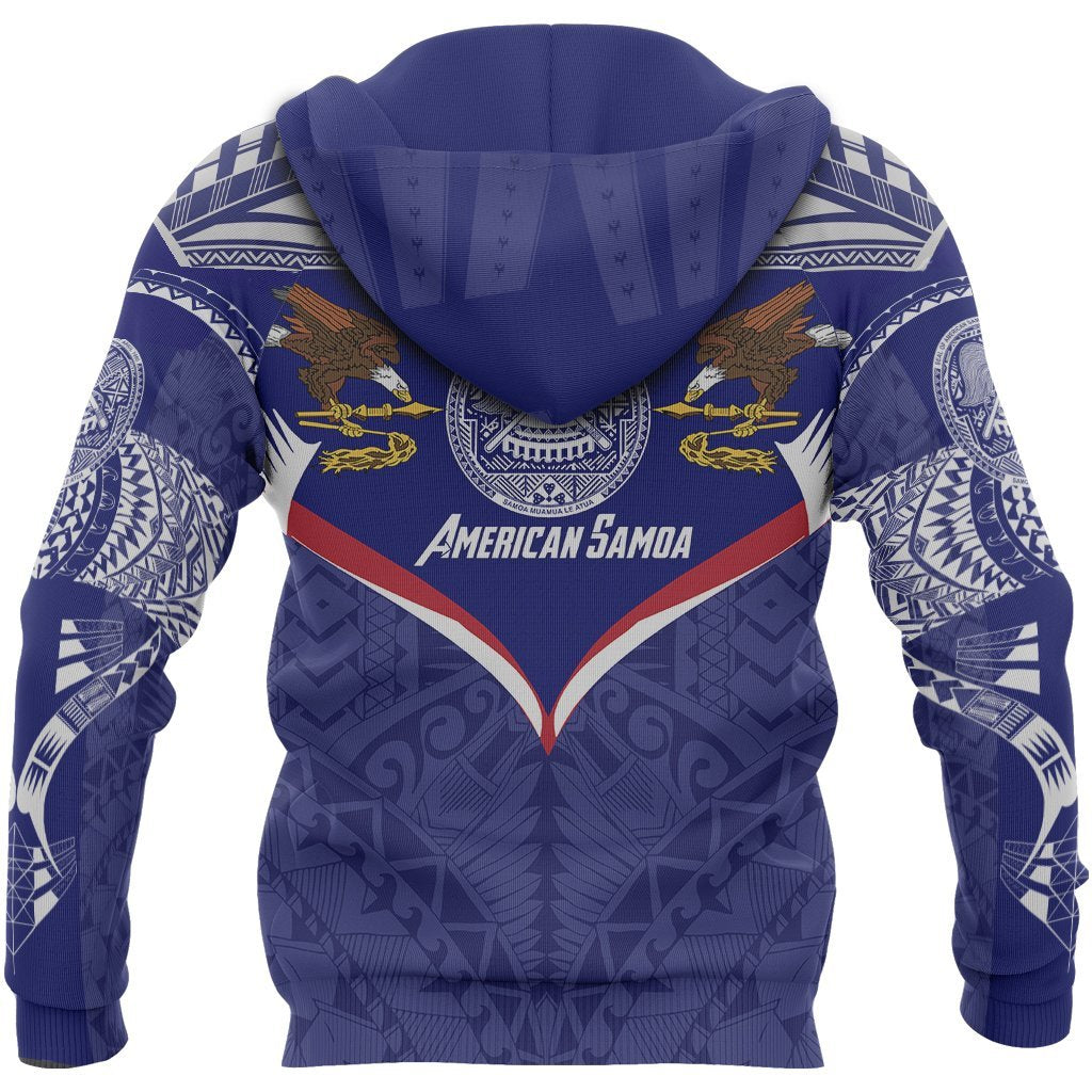 American Samoa Powerful Hoodie American Samoa Flag Seal Polynesian Tattoo - Polynesian Pride