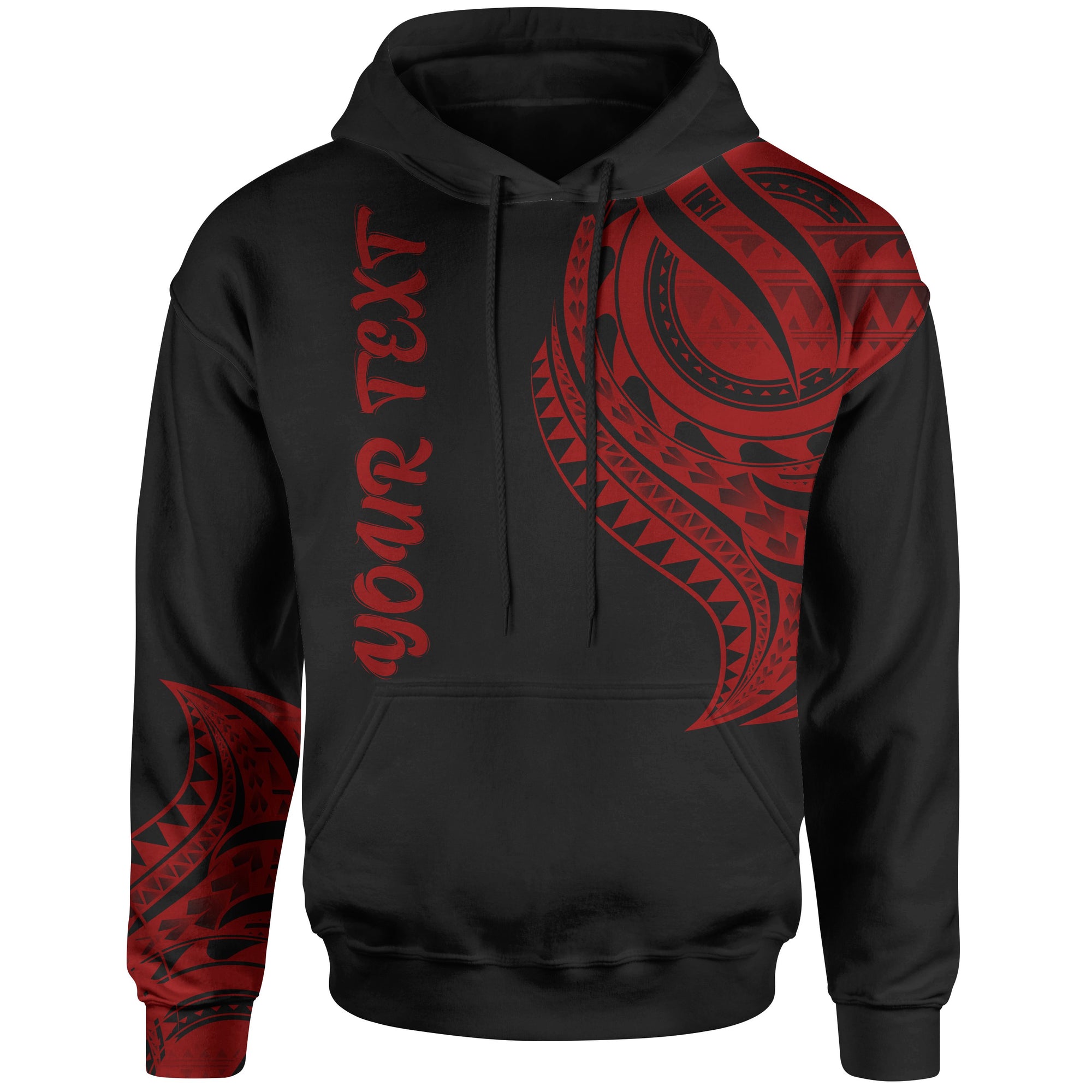 American Samoa Custom Hoodie merican Samoa Tatau Red Patterns Unisex Black - Polynesian Pride