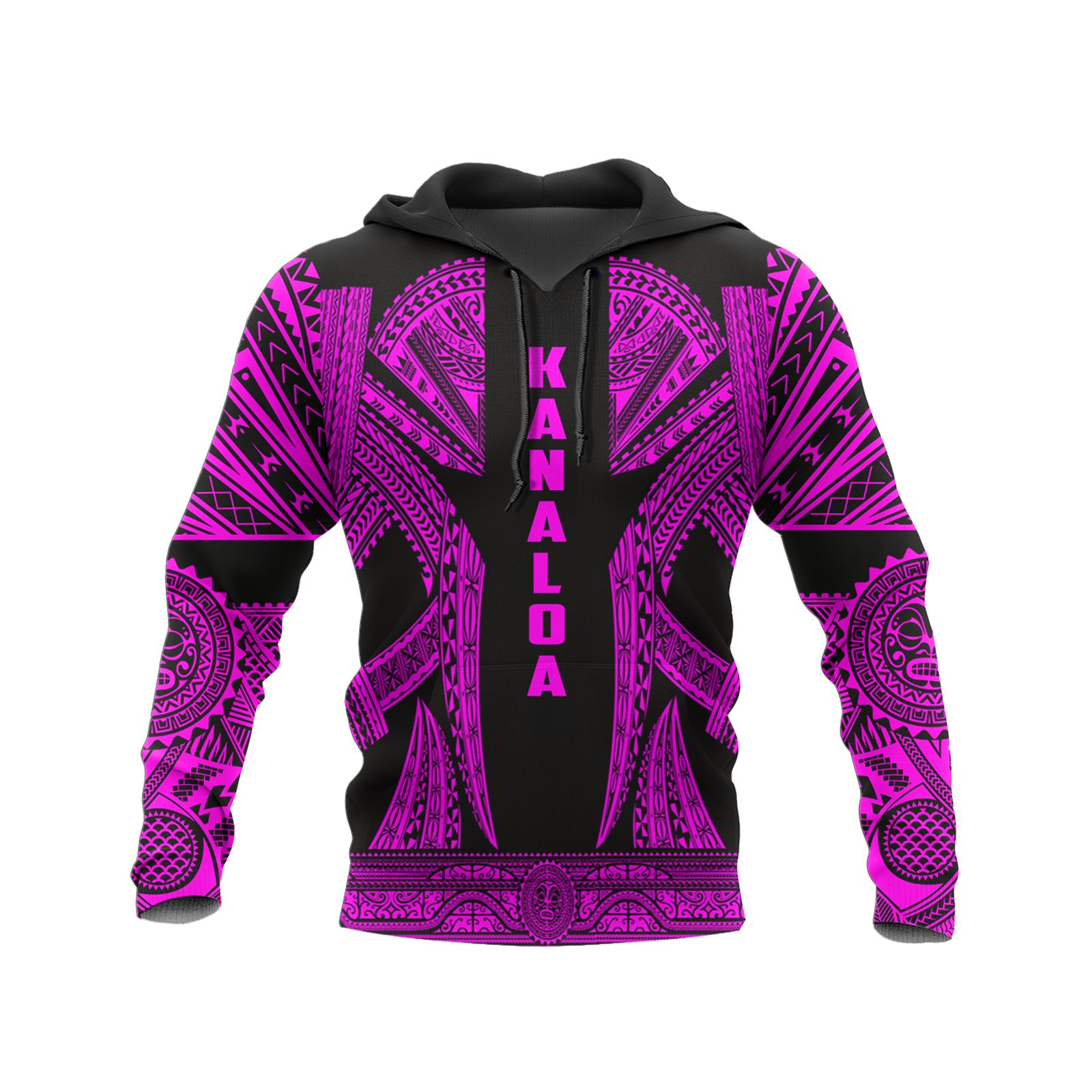 Hawaii Pullover Hoodie Kanaloa Polynesian Tattoo Special Pink A8 Unisex Pink - Polynesian Pride