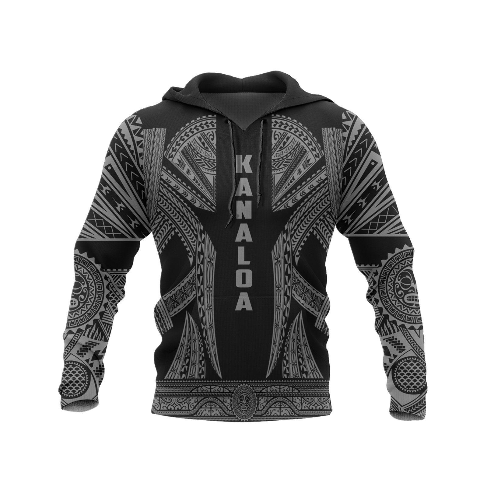 Hawaii Pullover Hoodie Kanaloa Polynesian Tattoo Special Gray A8 Unisex Gray - Polynesian Pride