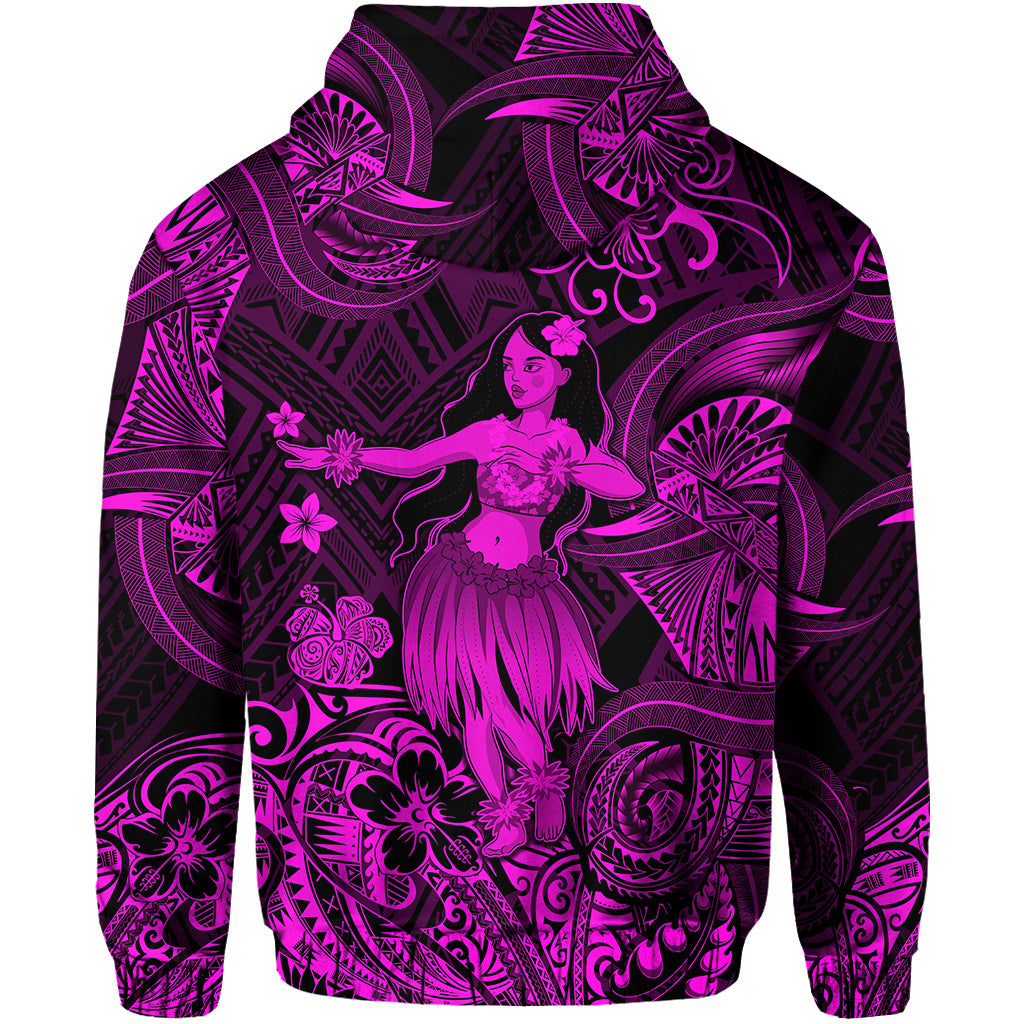 Hawaii Hula Girl Polynesian Zip Hoodie Unique Style Pink LT8 - Polynesian Pride