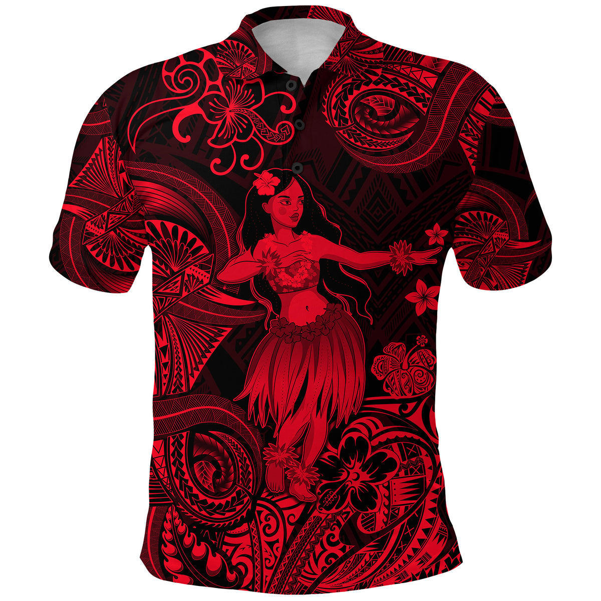 Hawaii Hula Girl Polynesian Polo Shirt Unique Style Red LT8 - Polynesian Pride