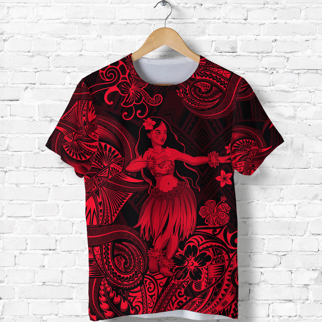 Hawaii Hula Girl Polynesian T Shirt Unique Style Red LT8 - Polynesian Pride