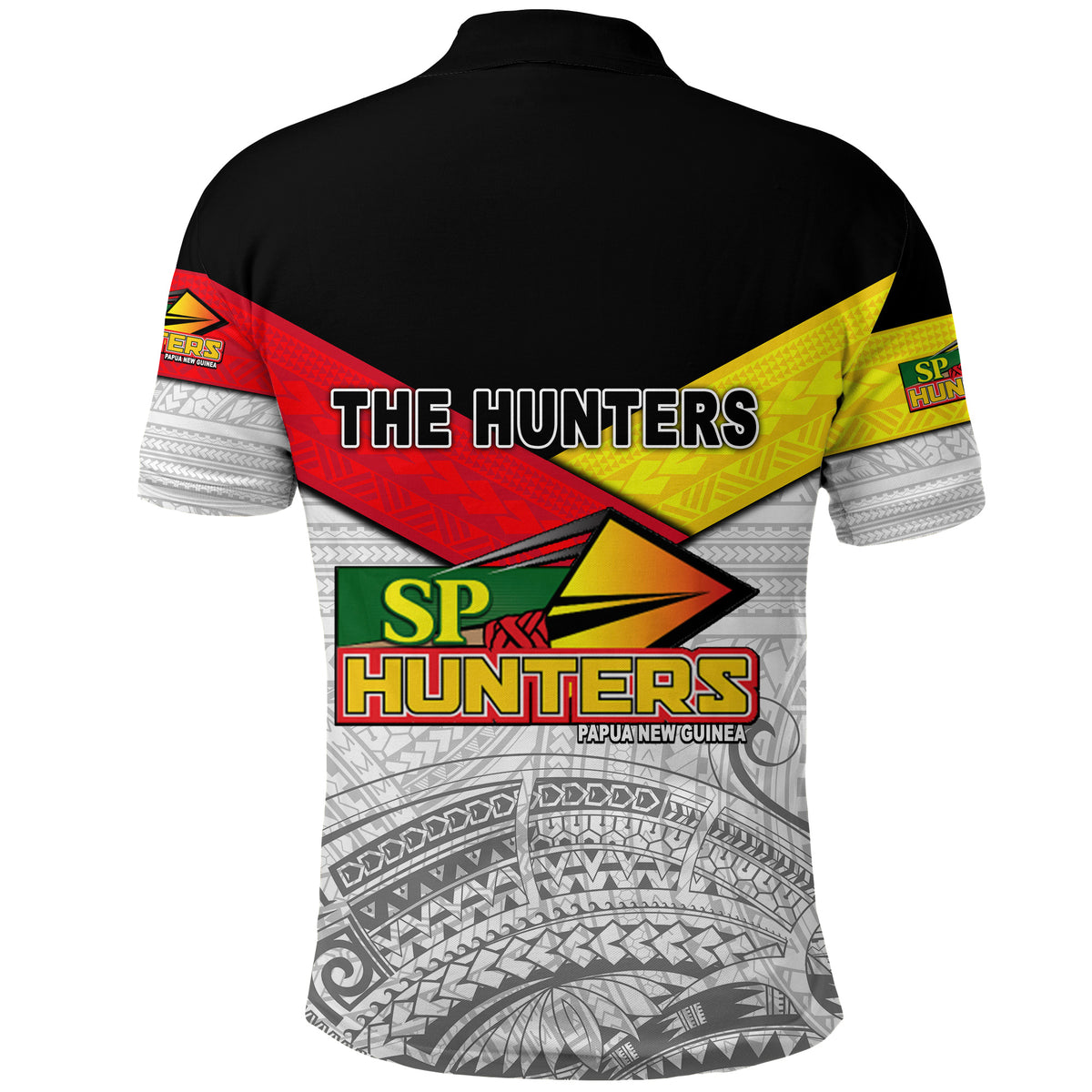 Papua New Guinea SP Hunters Polo Shirt Rugby Original Style White LT8 - Polynesian Pride