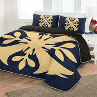 Hawaiian Royal Pattern Quilt Bed Set - Indigo - F3 Style - AH - Polynesian Pride