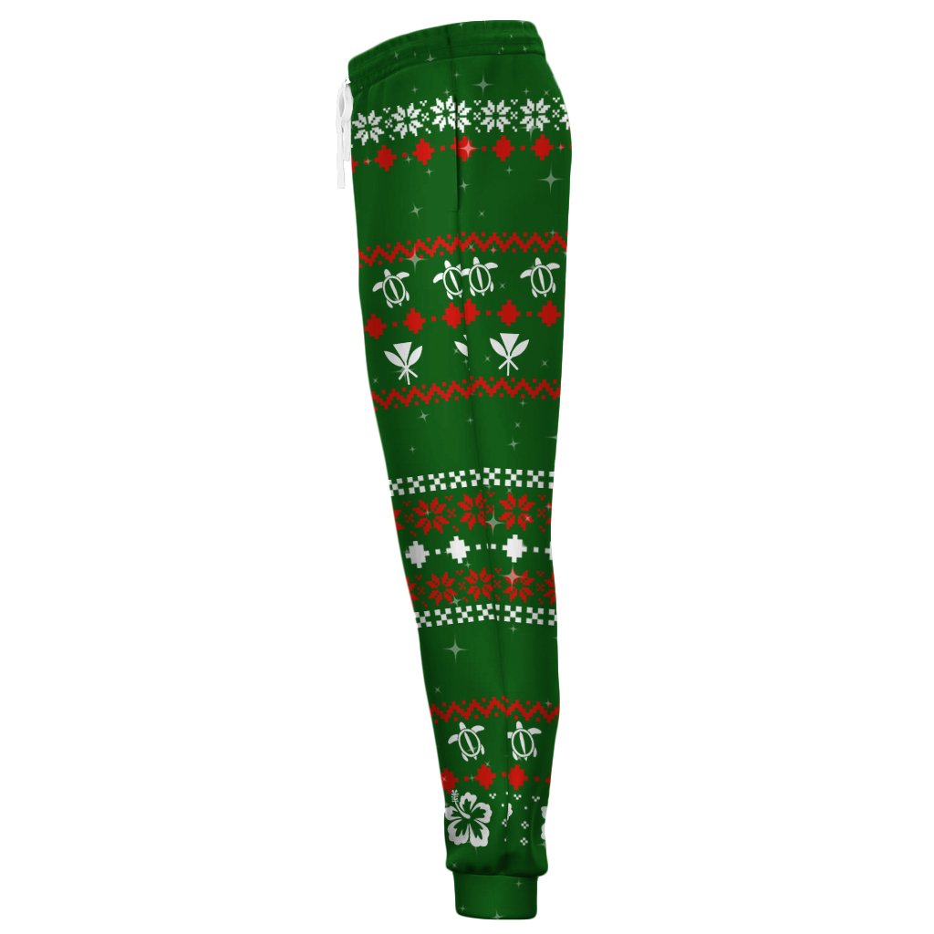 Hawaiian Santa Claus Mele Kalikimaka Joggers - Aviv Style - Green - AH - Polynesian Pride
